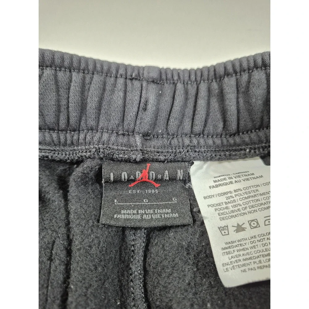 Jordan Sweatpants Mens Large Black Fleece Jogger Pants Flight Logo FD7345-011